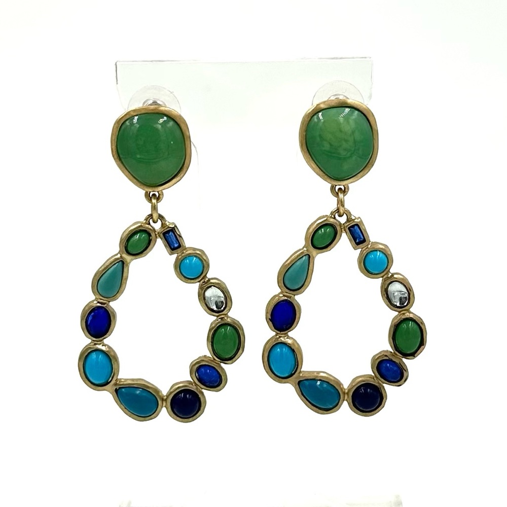 CHICO’S EARRINGS Gold Turquoise Green Blue Dangles